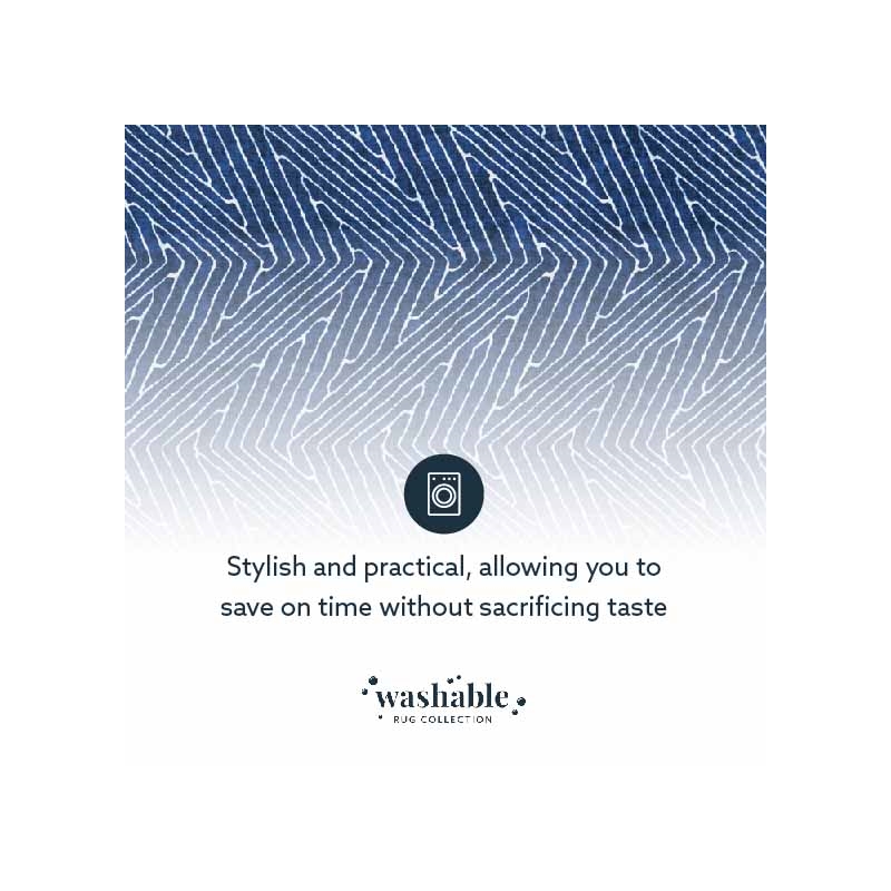 Linon Washable Lathan Polyester 5'x7' Rug in Blue