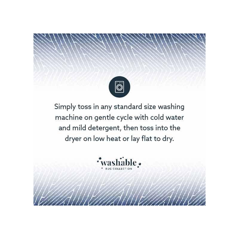 Linon Washable Lathan Polyester 5'x7' Rug in Blue