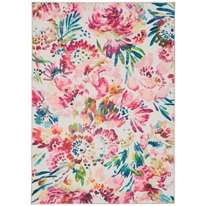 Linon Washable Gatlin Polyester 2'x3' Rug in Raspberry Red