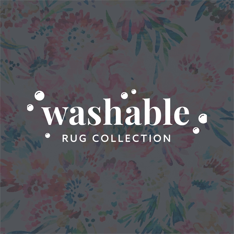 Linon Washable Gatlin Polyester 2'x3' Rug in Raspberry Red