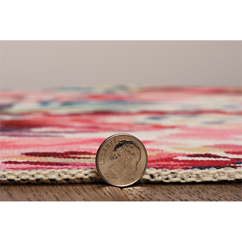 Linon Washable Gatlin Polyester 3'x5' Rug in Raspberry Red