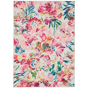 Linon Washable Gatlin Polyester 3'x5' Rug in Raspberry Red