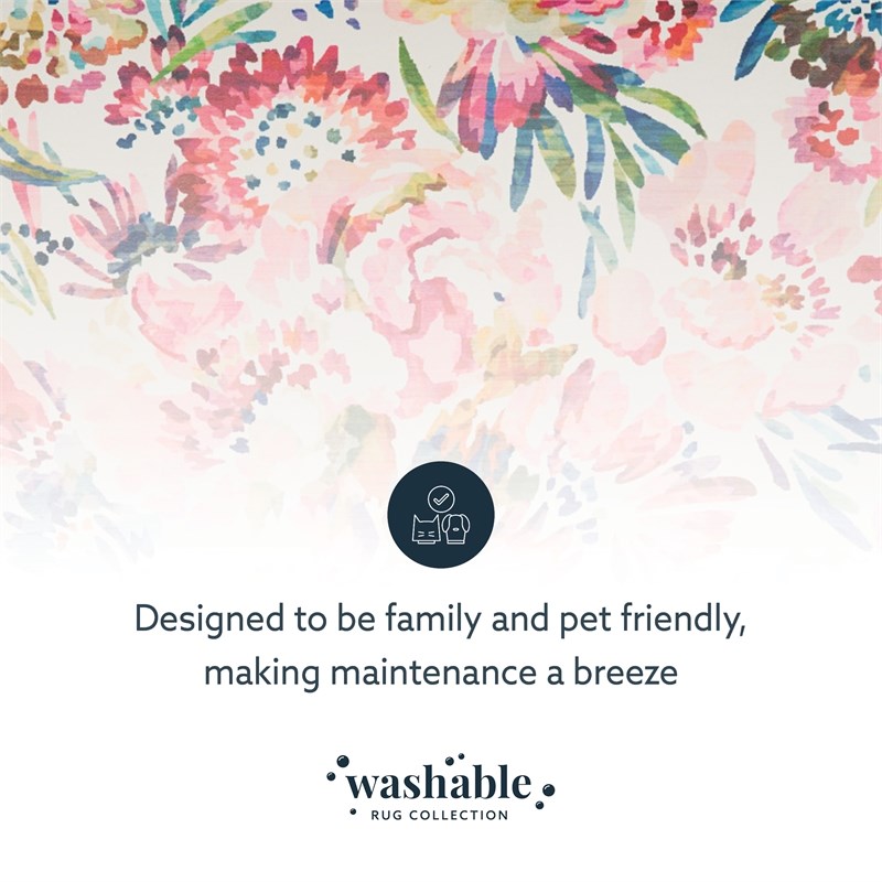 Linon Washable Gatlin Polyester 5'x7' Rug in Raspberry Red