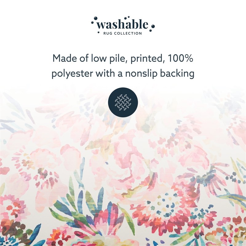 Linon Washable Gatlin Polyester 5'x7' Rug in Raspberry Red