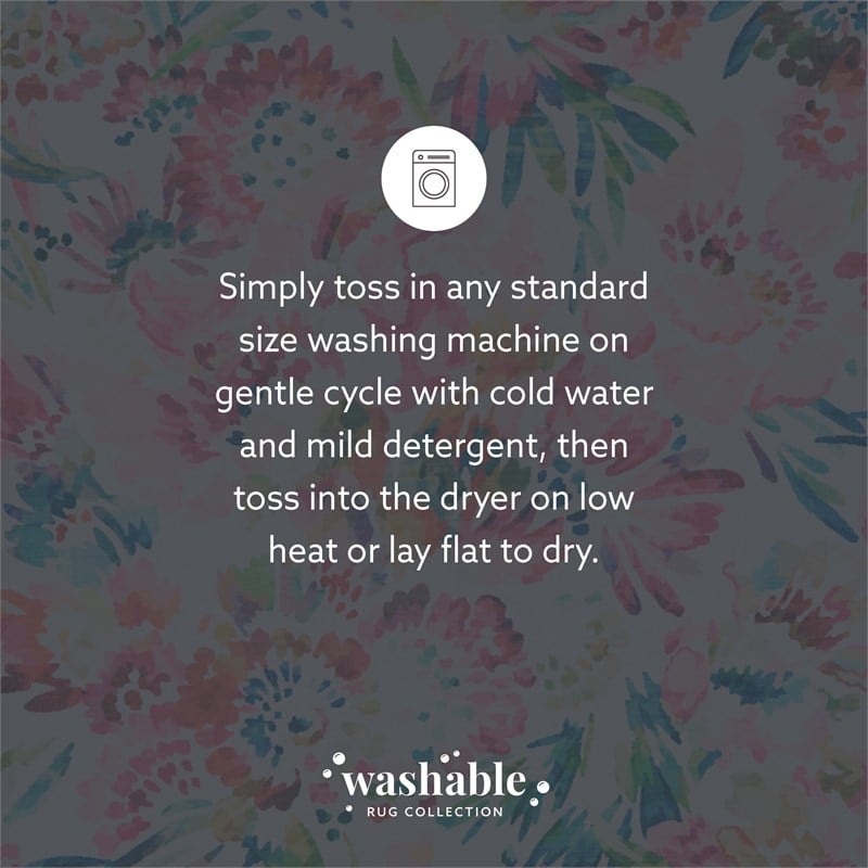 Linon Washable Gatlin Polyester 5'x7' Rug in Raspberry Red