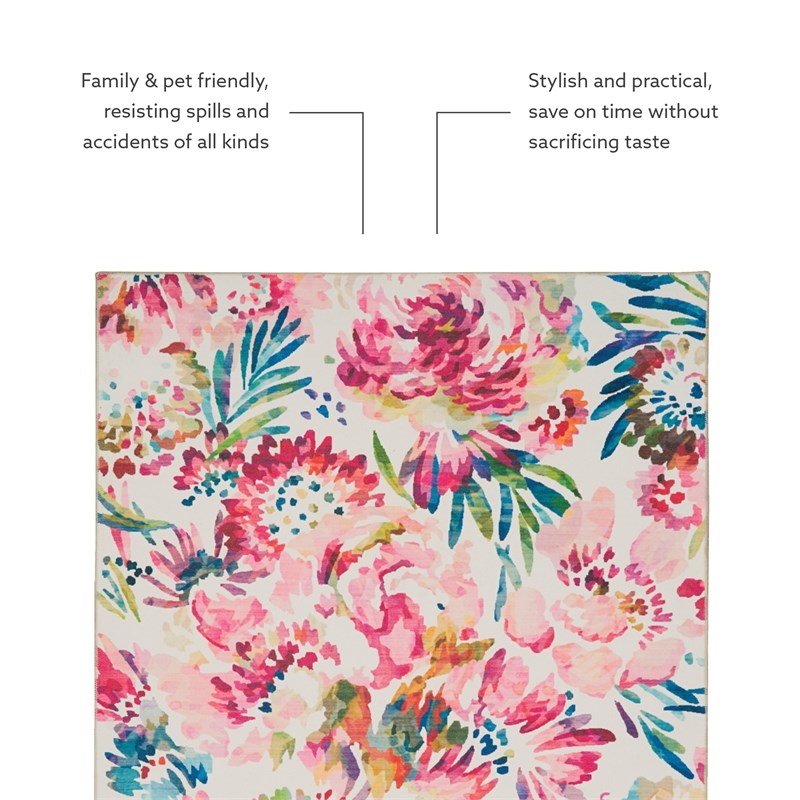 Linon Washable Gatlin Polyester 5'x7' Rug in Raspberry Red