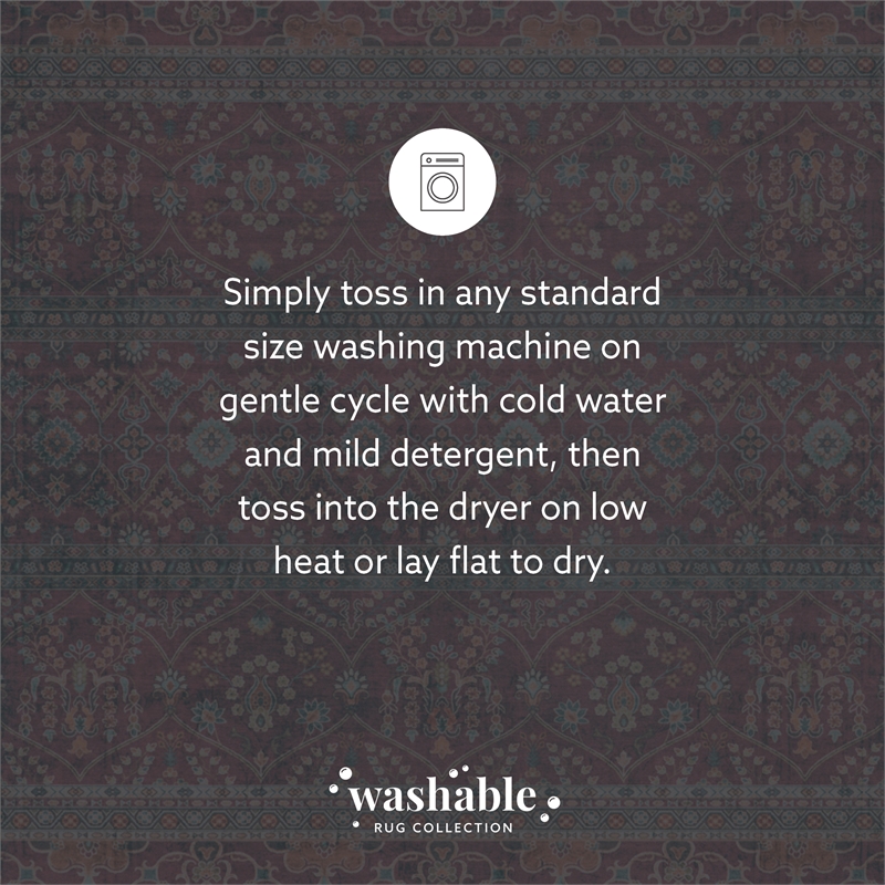 Linon Washable Wesson Polyester 5'x7' Rug in Garnet Red