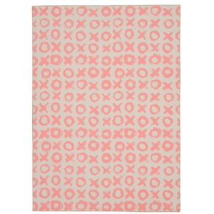 linon washable avi polyester 2'x3' rug in ivory and pink