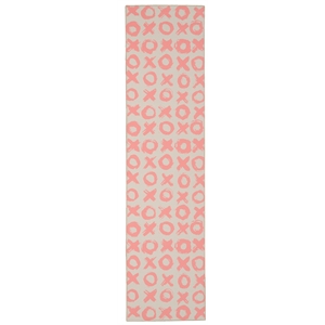 Linon Washable Avi Polyester 2'x8' Rug in Ivory and Pink