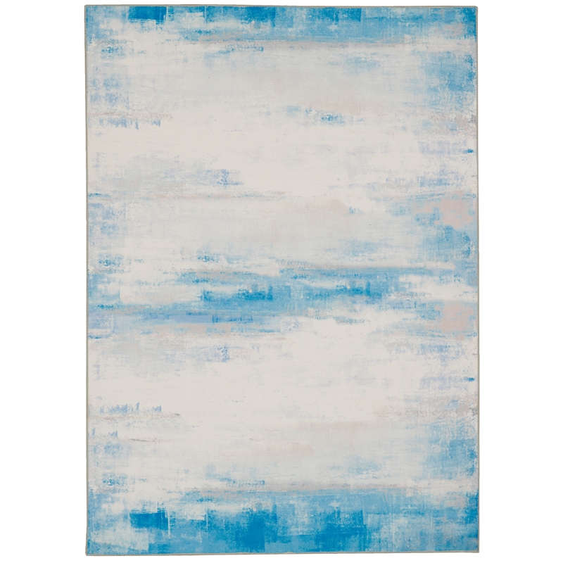 Linon Washable Wells Polyester 5'x7' Rug in Ivory