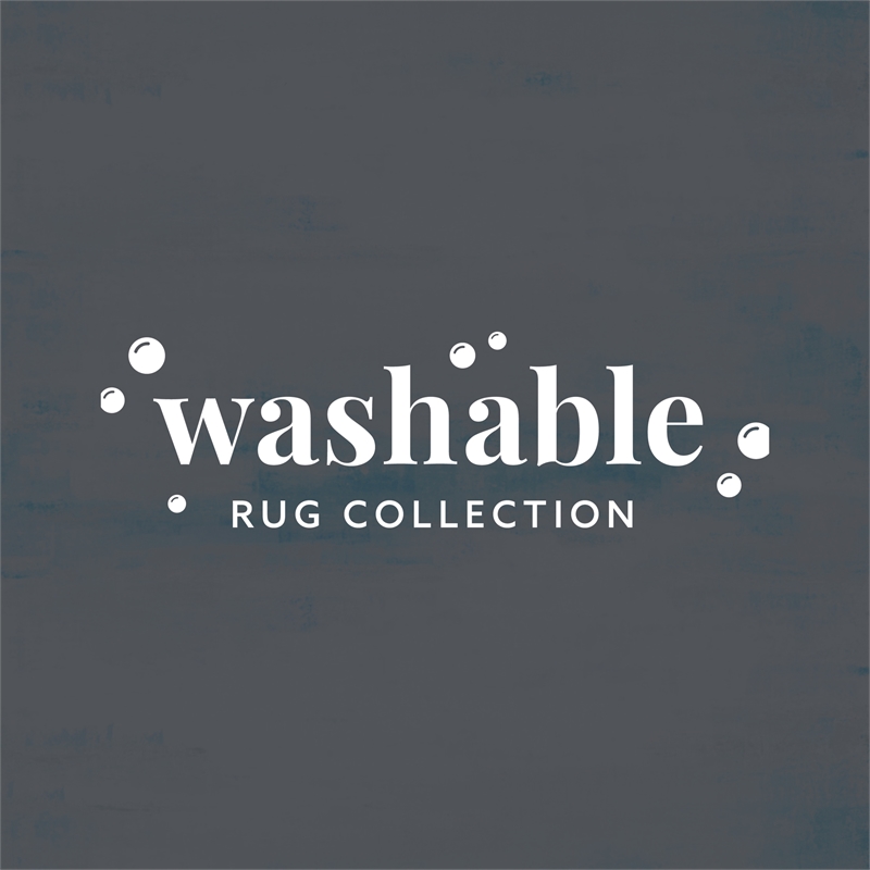 Linon Washable Wells Polyester 5'x7' Rug in Ivory