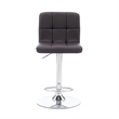 Linon Hanlon Metal Gas Lift Adjustable Barstool in Chocolate Brown Faux Leather