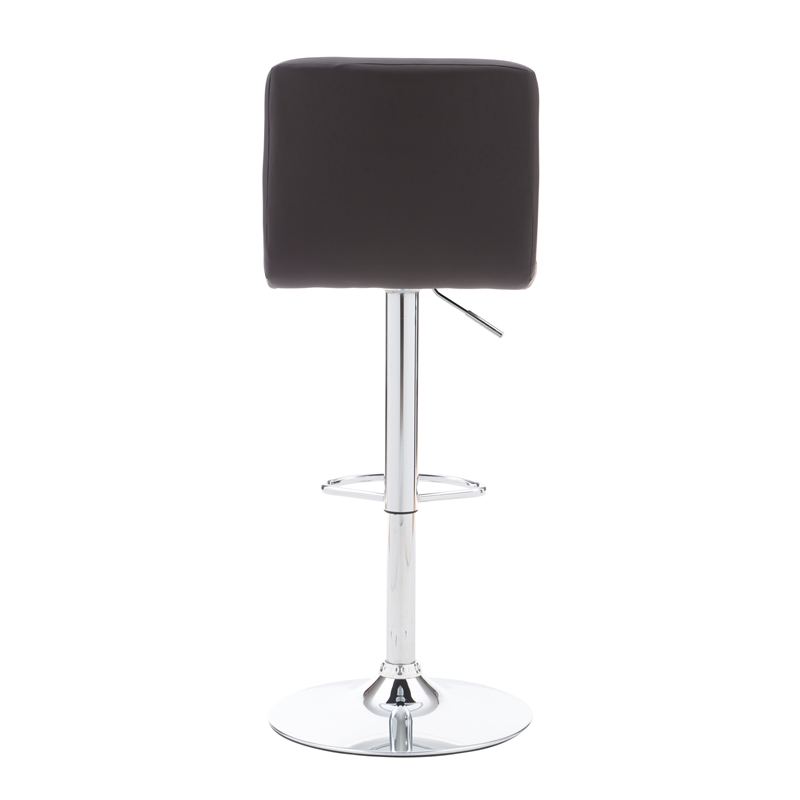 Linon Hanlon Metal Gas Lift Adjustable Barstool in Chocolate Brown Faux Leather