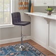 Linon Hanlon Metal Gas Lift Adjustable Barstool in Chocolate Brown Faux Leather