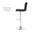 Linon Hanlon Metal Gas Lift Adjustable Barstool in Chocolate Brown Faux Leather