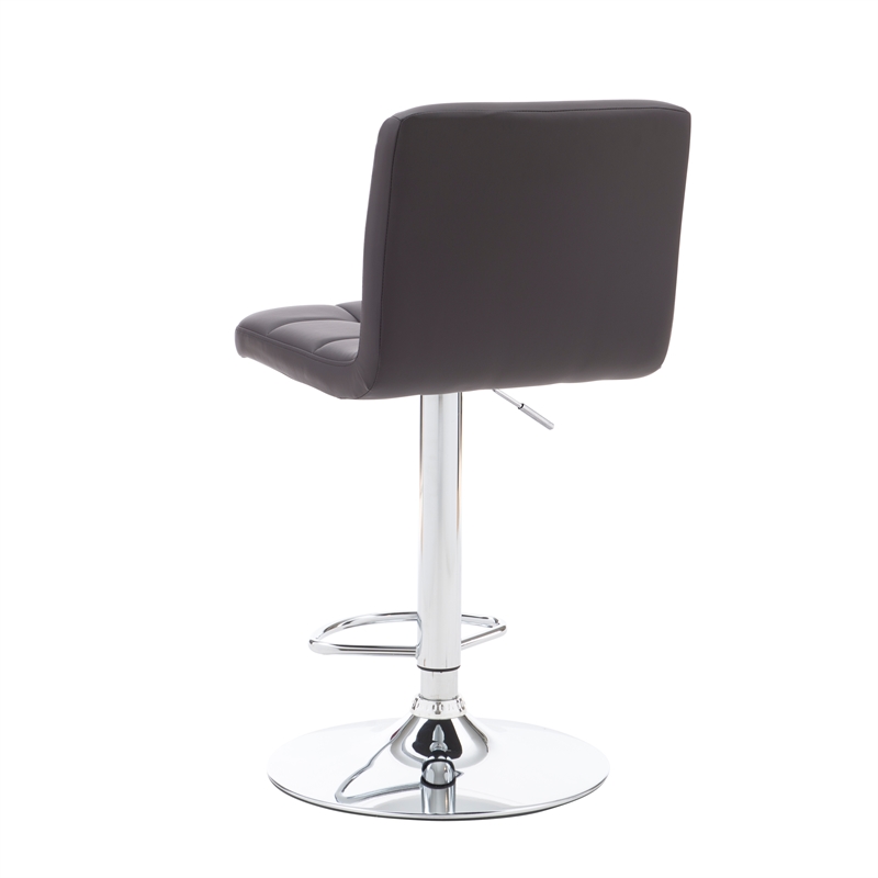 Linon Hanlon Metal Gas Lift Adjustable Barstool in Chocolate Brown Faux Leather