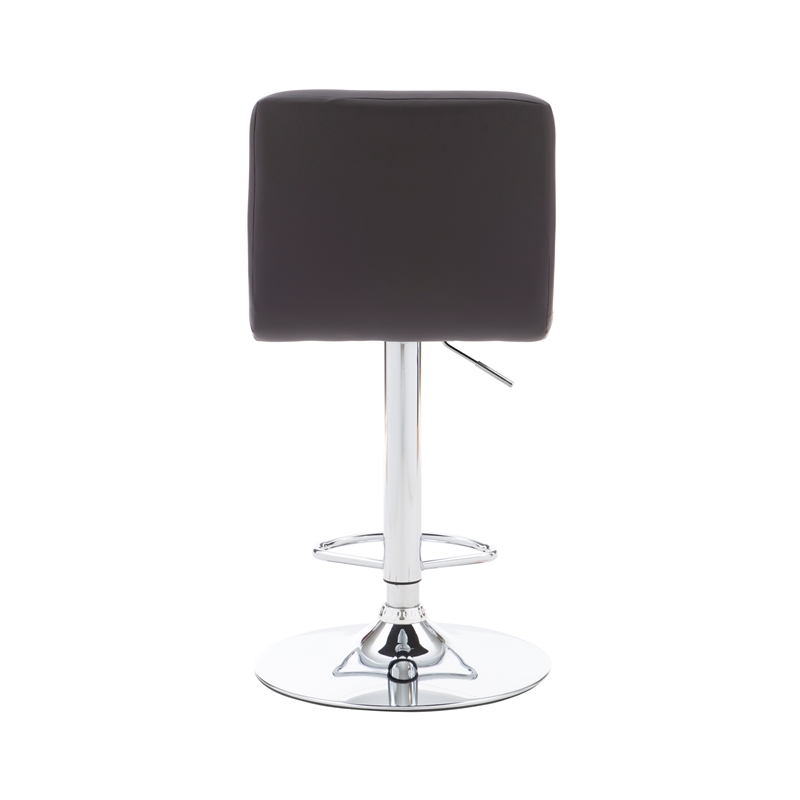 Linon Hanlon Metal Gas Lift Adjustable Barstool in Chocolate Brown Faux Leather