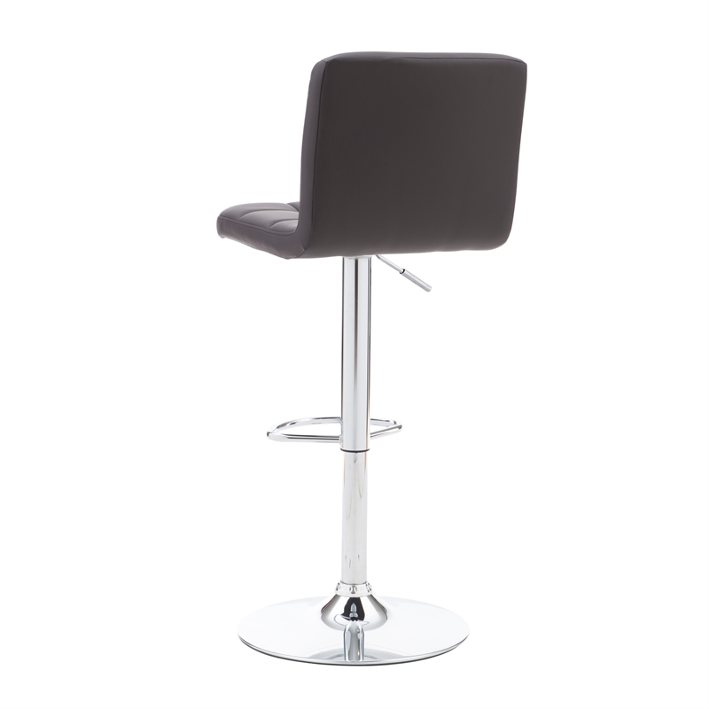 Linon Hanlon Metal Gas Lift Adjustable Barstool in Chocolate Brown Faux Leather