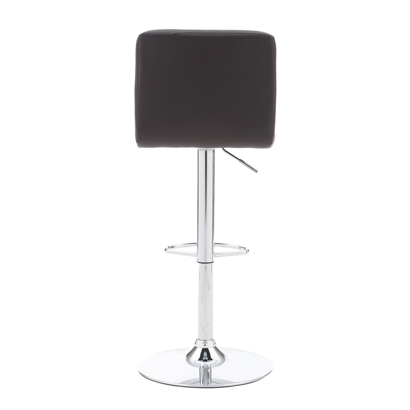 Linon Hanlon Metal Gas Lift Adjustable Barstool in Chocolate Brown Faux Leather