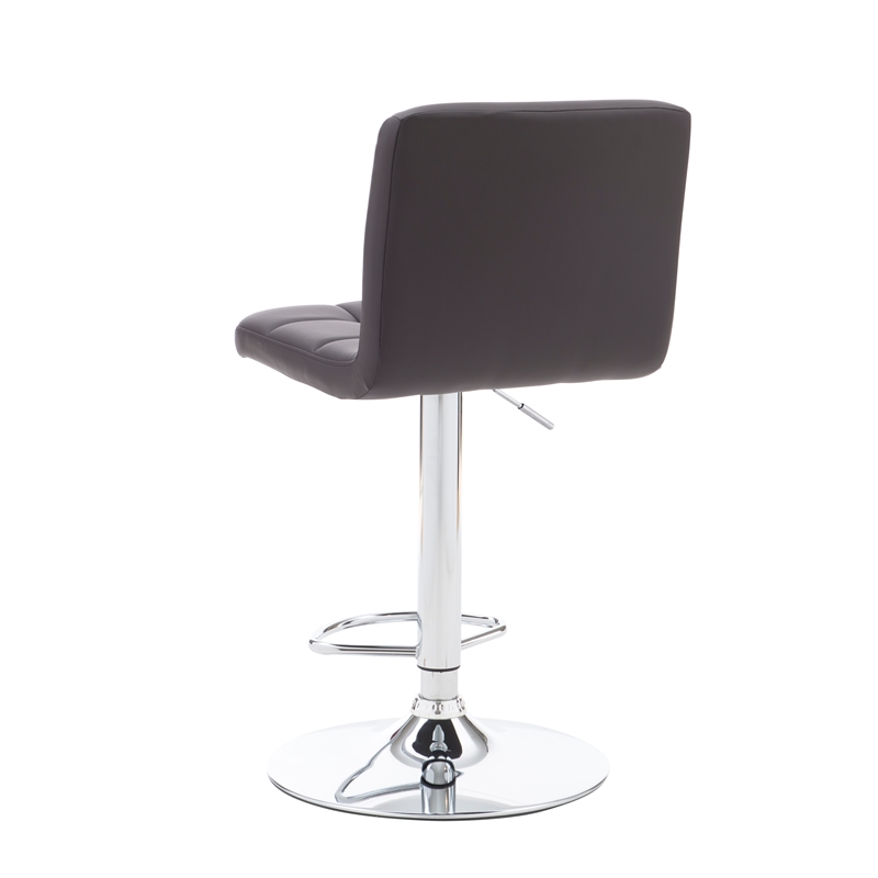 Linon Hanlon Metal Gas Lift Adjustable Barstool in Chocolate Brown Faux Leather