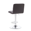 Linon Hanlon Metal Gas Lift Adjustable Barstool in Chocolate Brown Faux Leather