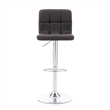 Linon Hanlon Metal Gas Lift Adjustable Barstool in Chocolate Brown Faux Leather