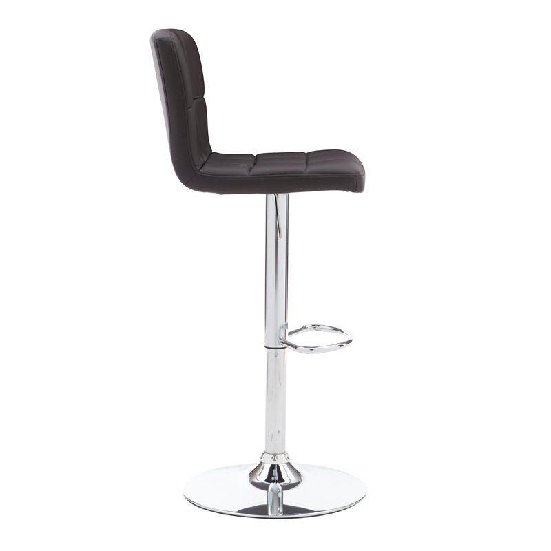 Linon Hanlon Metal Gas Lift Adjustable Barstool in Chocolate Brown Faux Leather
