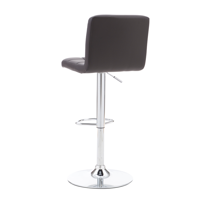 Linon Hanlon Metal Gas Lift Adjustable Barstool in Chocolate Brown Faux Leather