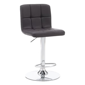 Linon Hanlon Metal Gas Lift Adjustable Barstool in Chocolate Brown Faux Leather