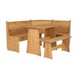 Linon Talon Pine Wood Corner Dining Nook Set with Storage in Natural Finish
