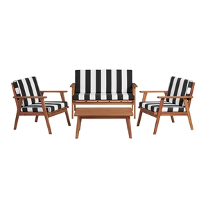 linon cooper acacia wood striped outdoor set in black