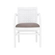 Linon Riker Arm Chair Grey Upholstered Seat Woven Backrest in White Beechwood