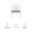 Linon Riker Arm Chair Grey Upholstered Seat Woven Backrest in White Beechwood