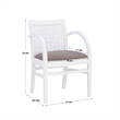 Linon Riker Arm Chair Grey Upholstered Seat Woven Backrest in White Beechwood