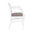 Linon Riker Arm Chair Grey Upholstered Seat Woven Backrest in White Beechwood