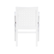 Linon Riker Arm Chair Grey Upholstered Seat Woven Backrest in White Beechwood