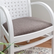 Linon Riker Arm Chair Grey Upholstered Seat Woven Backrest in White Beechwood