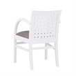 Linon Riker Arm Chair Grey Upholstered Seat Woven Backrest in White Beechwood