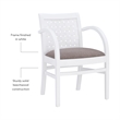 Linon Riker Arm Chair Grey Upholstered Seat Woven Backrest in White Beechwood