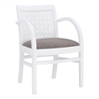 Linon Riker Arm Chair Grey Upholstered Seat Woven Backrest in White Beechwood