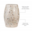Linon Rainer Capiz Drum Side Table with Mother of Pearl Fish Design in Ivory