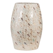Linon Rainer Capiz Drum Side Table with Mother of Pearl Fish Design in Ivory