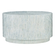 Linon Kane Round Modern Mosaic Inlay Coffee Table in Blue & Gray Mother of Pearl