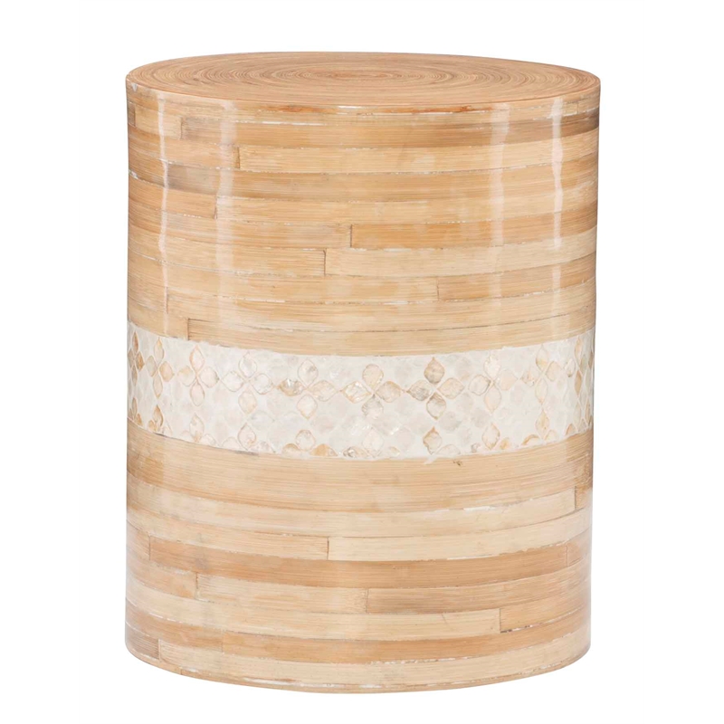 white bamboo drum coffee table