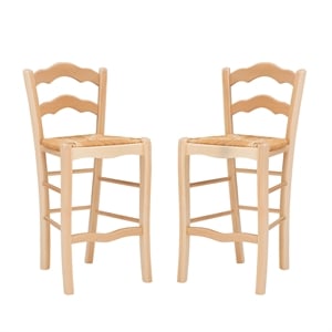 Linon Cace Wood Set of Two Counter Stools in Natural