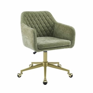 Linon Lyla Quilted Upholstered Office Chair in Green
