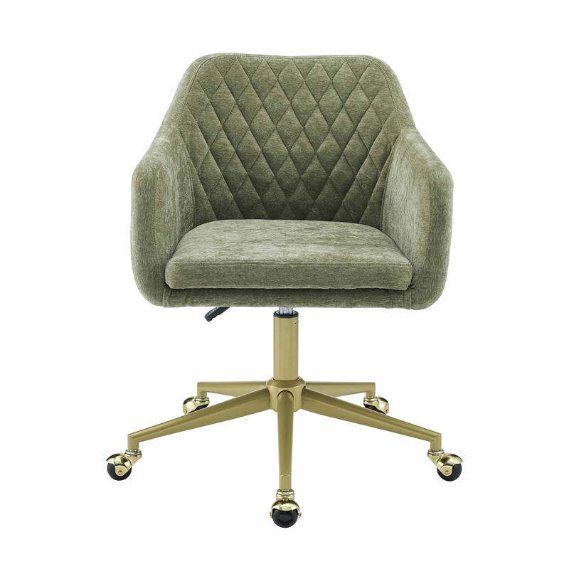 Linon Lyla Quilted Upholstered Office, Green Upholstered Desk Chair
