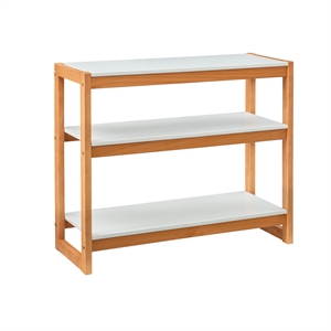 linon brock wood low bookcase in white and natural