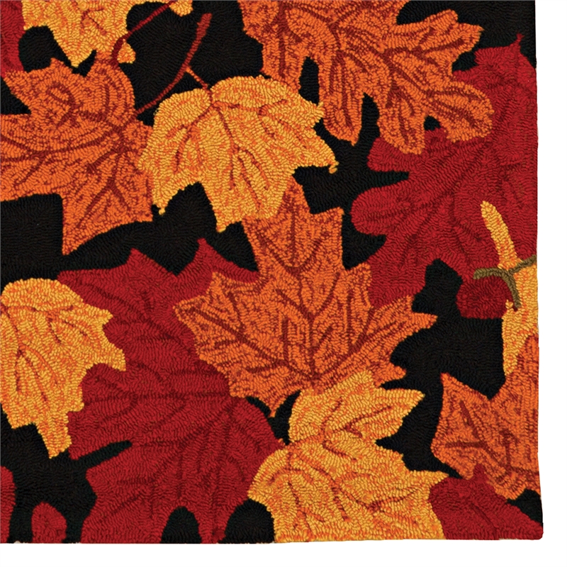 Linon Tripoli Autumn Polyester 8'x10' Rug in Black and Red