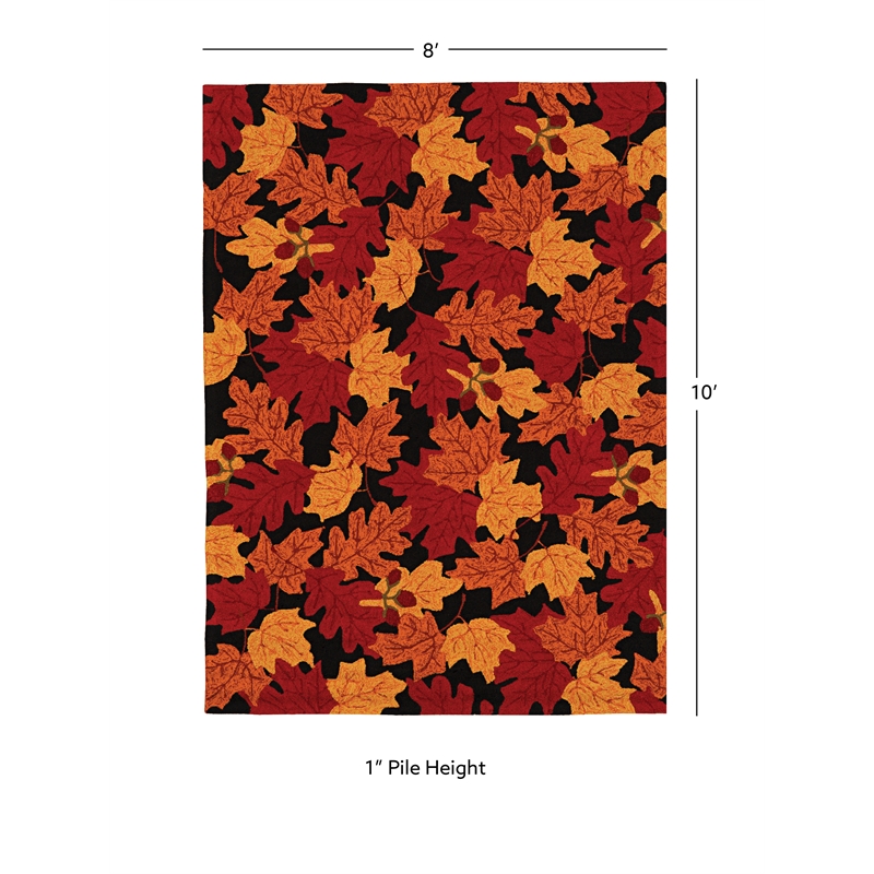 Linon Tripoli Autumn Polyester 8'x10' Rug in Black and Red